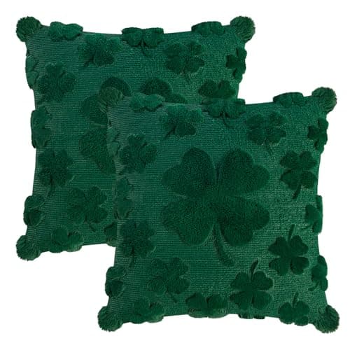 REBANDEN St Patricks Day Throw Pillow Covers Decorations 18x18 in 2-Piece Set,Green Pillow Covers Linen Spring Pillow Case Home Sofa St Patricks Day Decor. - Image 1