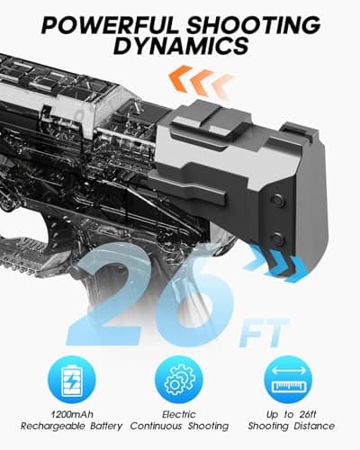 YTKIH Electric Water Gun for Adults&Kid,Transparent Automatic Squirt Guns High Powered IP67 Waterproof, Bodinator Classic Water Pistol Blaster Soaker for Summer - Thumbnail 4