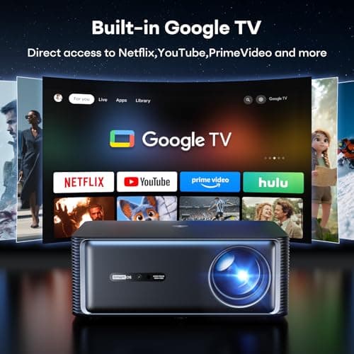 Boldever 1500 ANSI Google TV Smart Projector - 4K Projector with WiFi and Bluetooth, 20W HiFi Speakers Outdoor Movie Proyector, Auto Focus & Keystone Projector for Home Theater Indoor - Thumbnail 2