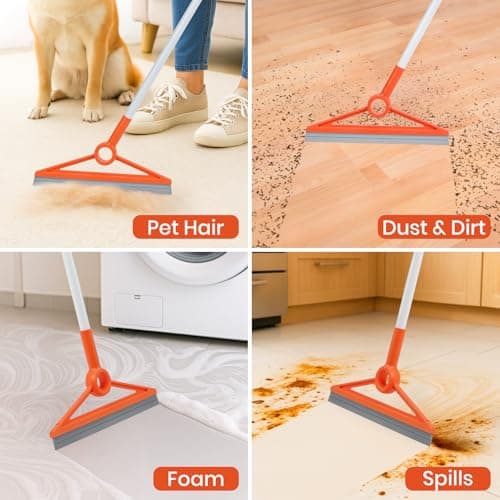 MAVRIZ Air Broom with Removable Rubber Strip and Broom Bristle, Squeegee Broom for Indoor Cleaning, Multifunctional Floor Squeegee for Dust, Hair, Liquids - Thumbnail 2