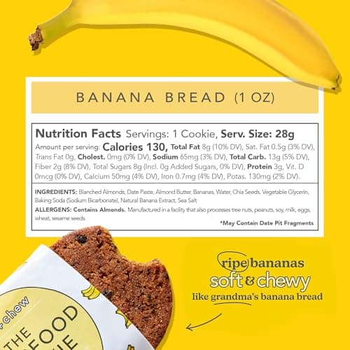 Love + Chew Mini Vegan Cookies, Gluten Free, 3g Plant Based Protein Per Cookie, Healthy Snacks for Adults and Kids, Refined Sugar Free, Individually Wrapped Cookies, Banana Bread, 18 Pack - Thumbnail 2