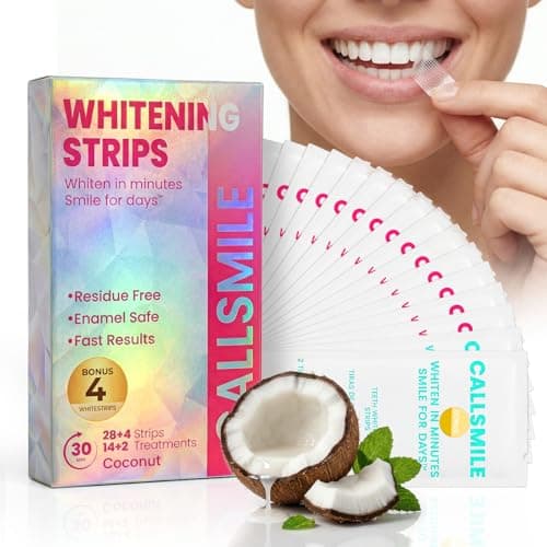 CALLSMILE Whitening Strips for Teeth Sensitive: 32 Strips Gentle Teeth Whitening Strips Enamel Safe Non-Slip Dry Strip Technology Residue Free Daily Oral Care, Coconut - Image 1