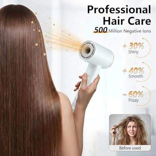 WHS Mini Hair Dryer, 110,000 RPM Ionic Travel Blow Dryer, Low Noise - Thumbnail 3