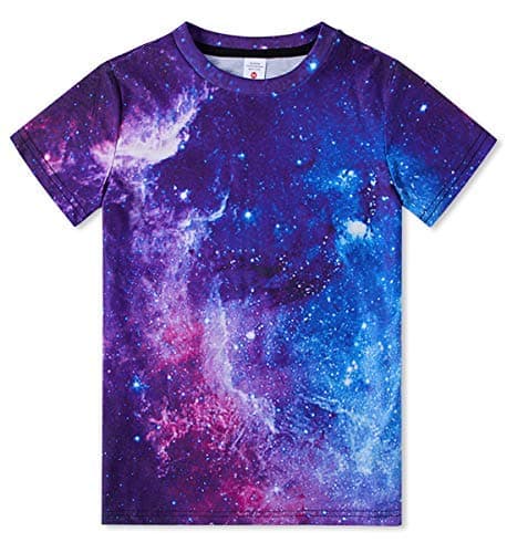 Funnycokid Boys Shirts Size 10-12 Purple Galaxy Girls Space T-Shirts Clothes Tops Tees Graphic Short Sleeve Birthday Cool 9-12 Years Youth - Image 1