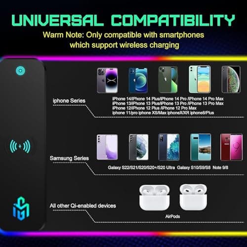 GIM Wireless Charging RGB Gaming Mouse Pad 15W, LED Mouse Mat 800x300x4MM, 10 Light Modes Extra Large Mousepad Non-Slip Rubber Base Computer Keyboard Mat for Gaming, MacBook, PC, Laptop, Desk - Thumbnail 6