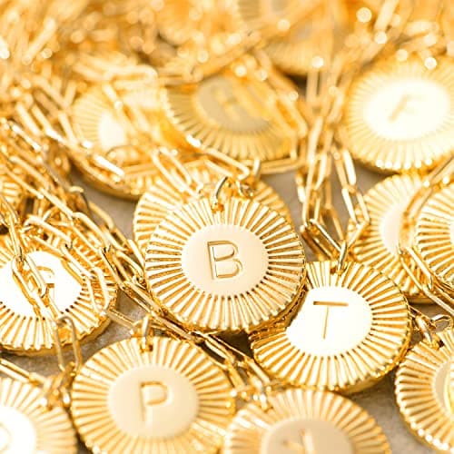 LOYATA Layered Choker Necklace Gold Flower Initial Coin Pendant 2 Layer 14K Gold Plated Dainty Paperclip Chain Personalized Jewelry Gift for Women Letter P - Thumbnail 6