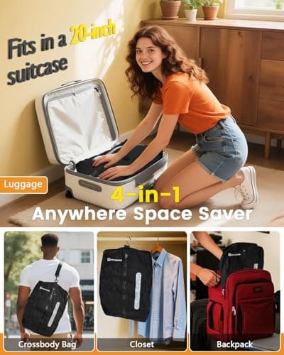 2Pack Vacuum Seal Bags For Clothing Travel With Wireless Pump | Waterproof Reusable Compression Bags with Shoulder Strap for Luggage and Suitcase, Space Saver Vacuum Seal Packing Cubes for Clothes - Thumbnail 2