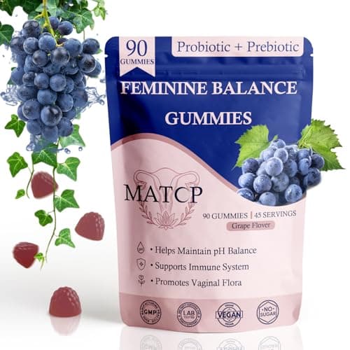 MATOP Probiotic Prebiotic Gummies for Women - Vaginal pH Balance & Digestive Support, Grape Flavor, Vegan, Sugar-Free, Gluten-Free, 90 Count - Image 1