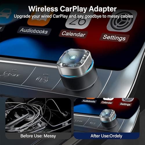 Wireless CarPlay Adapter for Apple iPhone & Android Auto Dongle Plug and Play 2-in-1 Wireless Dongle Bluetooth 5.4 Car Play Adapter Mini Sized & Diamond-Like Styled - Thumbnail 3