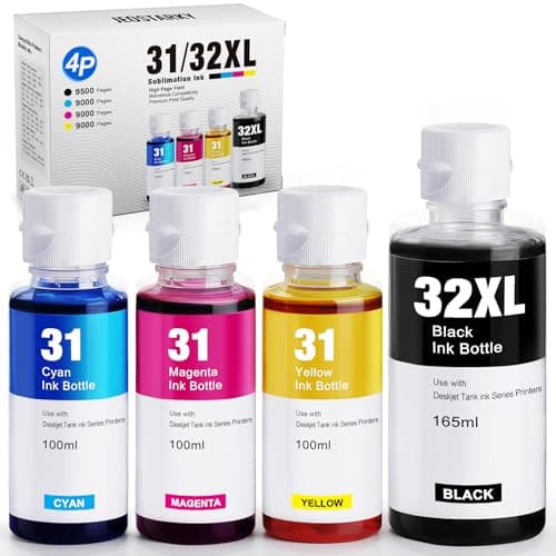 Jeoskarky Compatible for HP 31xl Color HP 32xl Black Ink Bottle for HP Smart Tank 7602 6001 5101 7301 6000 5102 5000 5103 7002 7001 7302 Series for Smart Tank Plus 651 551 Printers (4 Bottles) - Image 1