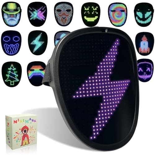 MOYACA Kids LED Mask Light up with Gesture Sensing, Cool Toys Mask for Halloween Costume Christmas Cosplay, Transforms LED Lights, Ideal Gifts for Children Students Birthday Parties Masquerades - Image 1
