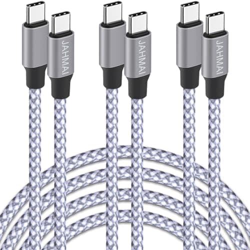 JAHMAI USB C Cable, Nylon Braided USB C to USB c Fast Charging 6ft 3Pack 60W Quick Data Sync Type C Charger Cord for iPhone 17/16/15 Pro Max/17/16/15 Pro/16/15 Plus/17 Air/iPad mini/Galaxy S24/23/22 - Image 1