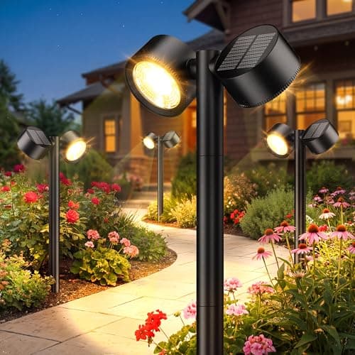AOUNQ 24 Inch Tall Solar Pathway Lights Outdoor, 2X Brighter & 150° Adjustable Dual-Head, IP65 Waterproof, Up to 15Hrs Auto On/Off Solar Landscape Path Lights for Yard Garden Driveway, 4 Pack - Image 1