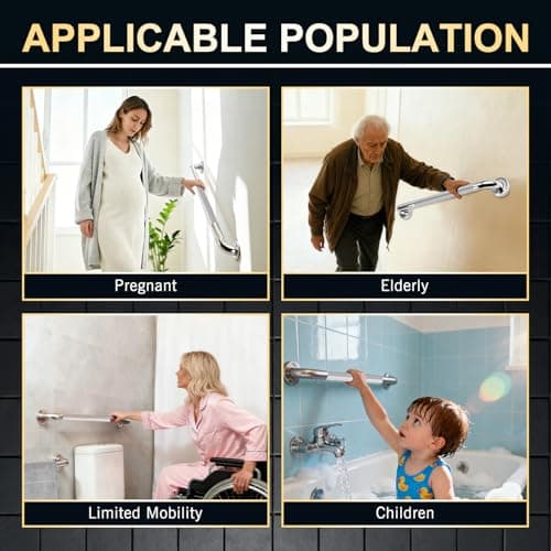 supregear Grab Bars for Bathtubs and Showers, Anti Slip Bathroom Grab Bars for Seniors, 304 Stainless Steel Safety Shower Handle, Toilet Handicap Elderly Assist Bathroom Wall Handle, 32 inch - Thumbnail 2