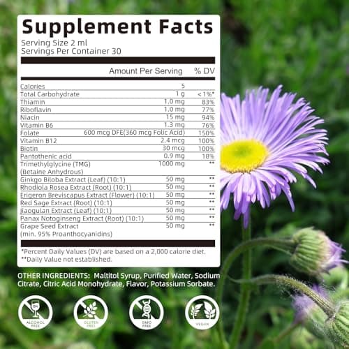 TMG Supplements 1000MG - Trimethylglycine Liquid Drops, Betaine High Absorption, Supports Methylation, Liver Wellness & Cognitive, Non-GMO, Vegan, Blood Orange Flavor, 2 Fl.Oz (1 Pack) - Thumbnail 2