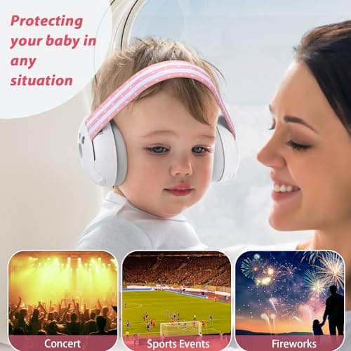 Laudexua Baby Ear Protection, Noise Cancelling Headphones for Babies and Toddlers Up to 36 Months, Comfortable Infant Ear Muffs for Effectively Hearing Protection and Help Sleep (Pink) - Thumbnail 5