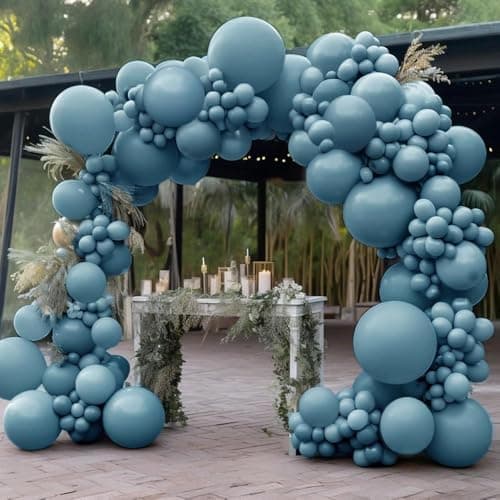 Dusty Blue Balloon Double Stuffed Slate Baby Blue Balloons Different Sizes 18/12/5 Inch Pastel Balloon Arch Kit for Birthday Baby Shower Gender Reveal Wedding Graduation Party Decorations - Image 1