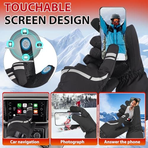 ChieAdt Heated Gloves for Men Women,7.4V 23.7Wh Rechargeable Battery Electric Heated Gloves,Touchscreen, Waterproof&Double Windproof Ski Winter Gloves for Outdoor Motorcycle Skiing Hunting Camping(L) - Thumbnail 6