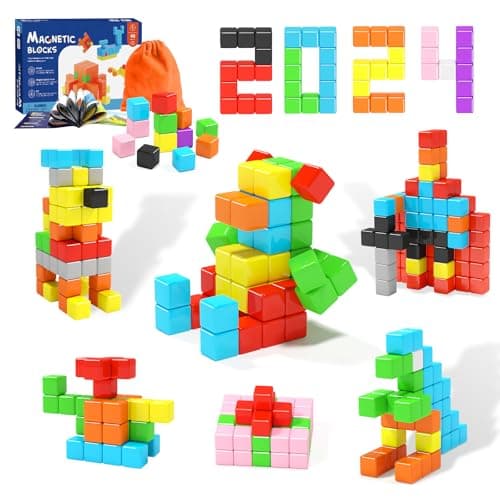 40pcs Magnetic Blocks, Easter Basket Stuffer,Gifts for 3 4 5 6 Year Old Girls & Boys, Classroom Must Haves, STEM Preschool Sensory Magnet Toys for Kids Ages 3-5 4-8 - Image 1
