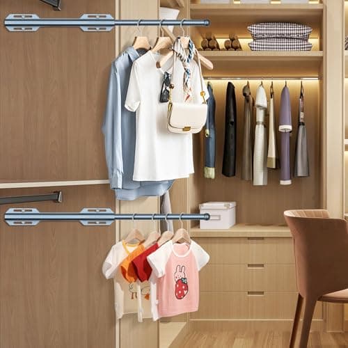 Valet Rod For Closet Pull Out, Heavy Duty Adjustable Valet Rod For Closet, Laundry Room, Bedroom, Bathroom (Gunmetal Gray) - Thumbnail 5