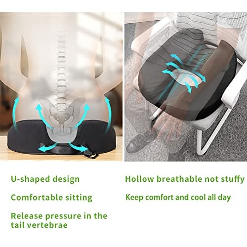 Donut Pillow Coccyx Seat Cushion for Prostate, Sciatica, Pelvic Floor, Pressure Sores, Pregnancy, Perineal Surgery, Postpartum Recovery Pain Pressure Relief Memory Foam Chair Pad - Thumbnail 4