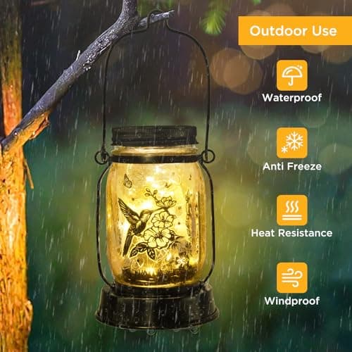 Solar Lanterns Outdoor Garden Decor Valentine's Day Gifts for Women Hummingbird Gift for Women Mom Grandma Sister Birthday, Hanging Solar Light Home Decor for Yard, Patio,Backyard,Porch,Torch - Thumbnail 5
