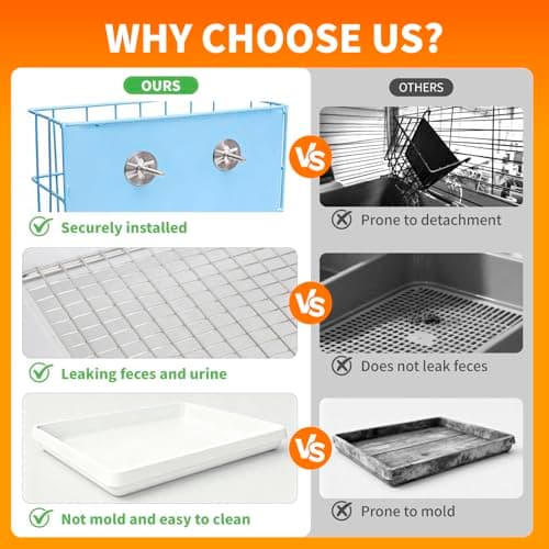 BESNEW 3 in 1 Rabbit Hay Feeder with Litter Box,Upgraded Metal Hay Rack & Litter Tray & Water Bowl,Quick Cleaning,Easy to Install,Bunny Supplies for Rabbit Guinea Pig Chinchilla Small Animals - Thumbnail 3