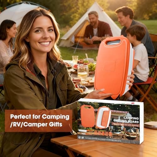 Gintan Camping Cutting Board, 9-in-1 Collapsible Chopping Board with Colander, Kitchen Vegetable Washing Basket for Camping, Camping Gifts Camping Accessories for RV Campers (orange) - Thumbnail 2