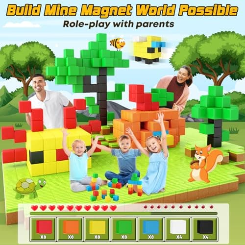 48PCS Magnetic Blocks for Toddlers Toys, Large Magnetic Cube Toy for Sensory Montessori Education Preschool Magnet Toys for 3 4 5 6 Year Old Boys and Girls - Thumbnail 6