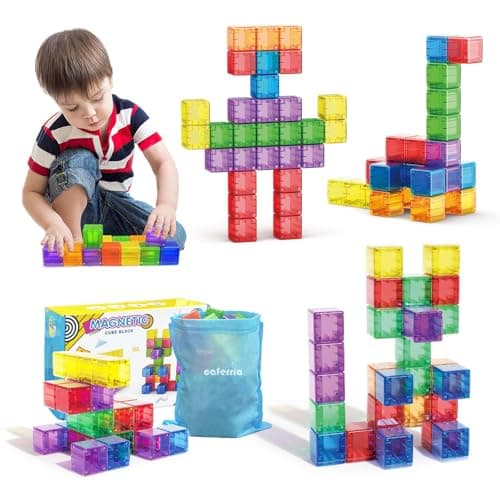 48PCS Magnetic Blocks - 1.38 inch Building Blocks for Toddlers, STEM Building Toy for Kids, Montessori Toys for 3 4 5 6+ Year Old, Magnet Sensory Travel Toys Christmas Birthday Gifts for Boys Girls