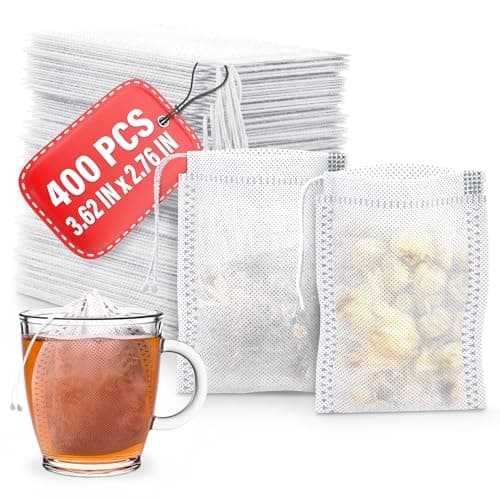 400 Pcs Disposable Tea Bags for Loose Leaf Tea - 3.62 x 2.76 Reusable Teabags Made From Unbleached Non-Woven Material - Multi-Functional Infusion Bags for Spice Pouch, Aromatherapy, Eye Compress & Spa - Image 1