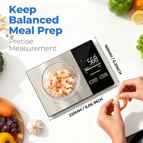 WARMKEY Smart Nutrition Food Scale - Digital Kitchen Scale with Nutritional Calculator App,Tare Function,Track Calories &24 Nutrients,11lb, Grams/Ounces, Healthy Eating & Meal Prep - Thumbnail 2