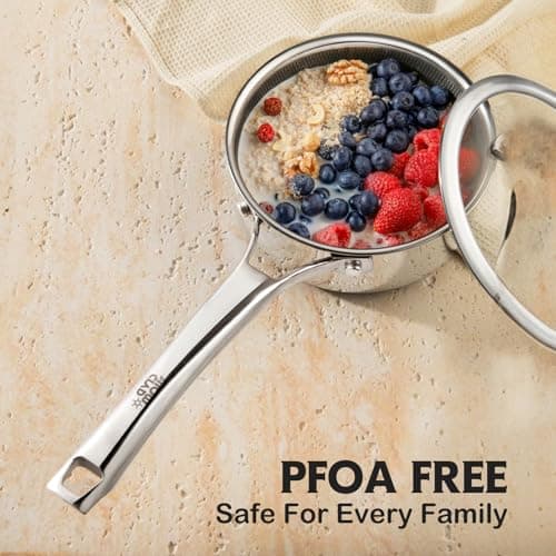 SNOWCLAD Pots and Pans Set Non Stick, 10 Pcs Hybrid Stainless Steel Cookware Sets, Non Stick Frying Pans, Saucepans, Saute Pan & Stock Pot, PFOA Free Kitchen Skillet,Induction Compatible - Thumbnail 3