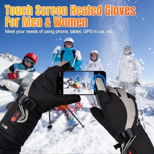 Starines Heated Gloves for Men Women 7.4V Battery Rechargeable Electric Heating Work Gloves Touchscreen Waterproof Hand Warmer for Christmas Winter Outdoor Ski Motorcycle Hiking Camping Hunting Gifts - Thumbnail 3