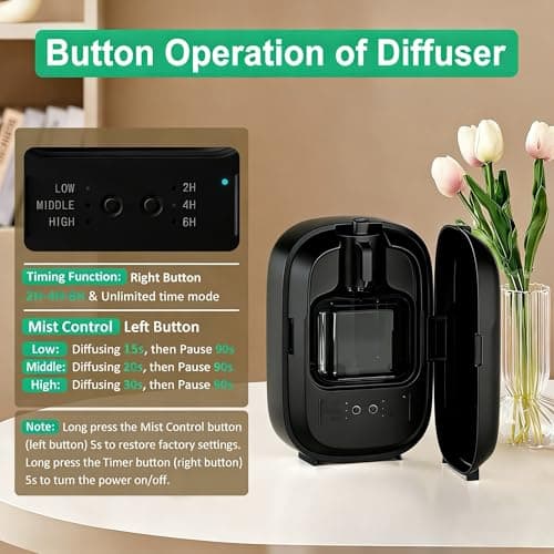Waterless Oil Diffuser,Home Aromatherapy Scent Diffuser with APP & Timer|Whole House Oil Air Diffusers for Large Room,Office,Hotel Collection Use,Cover up to 1500 sq.ft-150ML,Compact,Quiet,Balck - Thumbnail 2