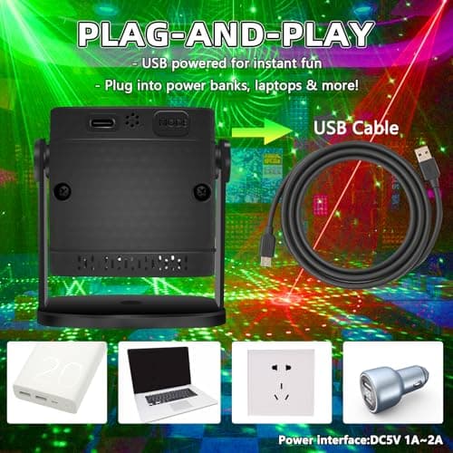 Mini Disco Party Lights - DJ Strobe Light Sound Activated Portable LED Lighting for Home Room Karaoke Family Gathering - Thumbnail 5