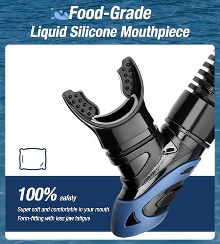 Aegend Diving Dry Snorkel for Adult & Youth - Snorkeling Gear with Top Dry Valve, Perfect for Snorkeling, Freediving, Swimming and Scuba Diving - Thumbnail 4