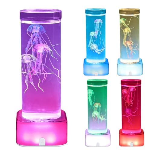 LKUA LED Large-Sized Dreamy Jellyfish lamp, Luminous Base with Bright RGB Color Changing Effect, Home and Office Decorative Atmosphere lamp, Children's Gift (Circular Bottom) - Image 1