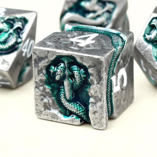 RULE DICE Serpent's Cunning DND Dice Set - Metal Dungeons and Dragons Dice for Players & DMS - Balanced Polyhedral D&D Dice, Unique D and D Gift for GMS and Players - Image 1