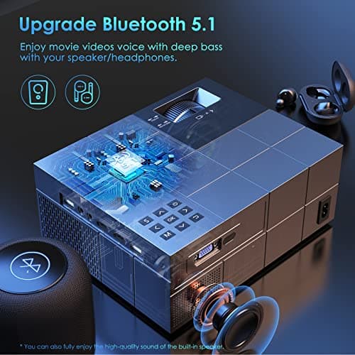 Projector with WiFi and Bluetooth,12000LM Native 1080P Outdoor Projector, YOWHICK Portable Movie Smart Projector, Home Projector 4K Supported for Phone/TV Stick /HDMI/USB Gift Ideas - Thumbnail 4