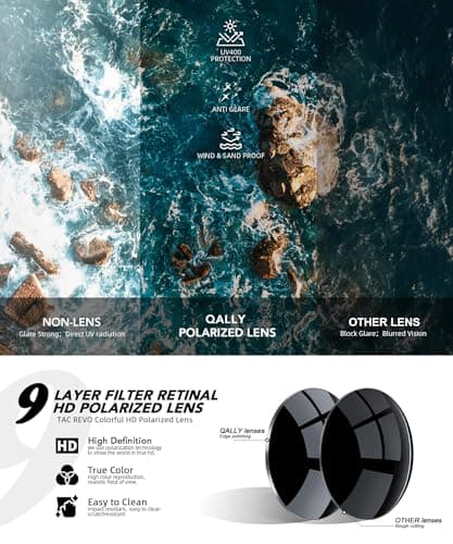 QALLY Aviator Sunglasses Polarized Sun-Glasses: Aviators Sunglasses for Men Women with UV Protection for Driving - Thumbnail 6