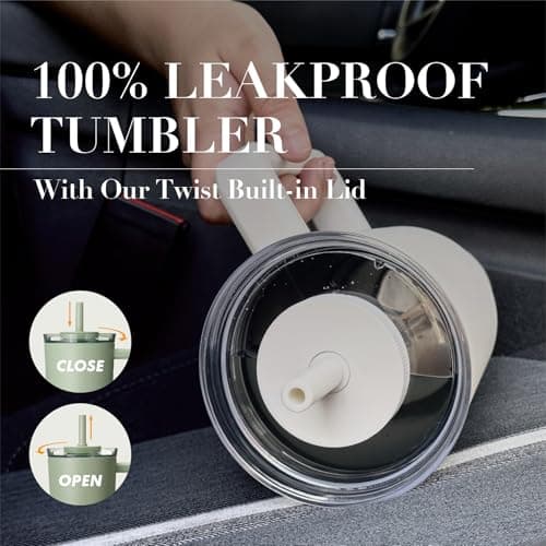 OOD OniVerso 40 oz Stainless Steel Insulated Tumbler with Handle and Straw, Iced Coffee Cup Holder for Disposable Cups, Leak Proof Tumbler, City Night (Black) - Thumbnail 6