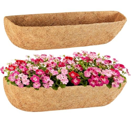 EINYEXW 2 Pack 24 Inch Coconut Liners for Planters - Coco Liners for Planters Window Box Liners Coconut Fiber Planter Liner for Flowers Durable Natural Coconut Planter Liners for Outdoor Decor - Image 1