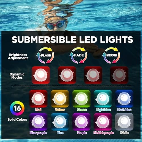 AHAWILL 50FT RGB Pool Lights for Inground & Above Ground Pools, Plug-in 8 Shell Pool LED String Lights,IP68 Waterproof, Remote/APP Control,16 Million Colors,44 Dynamic Modes for Swimming Pool Decor - Thumbnail 2