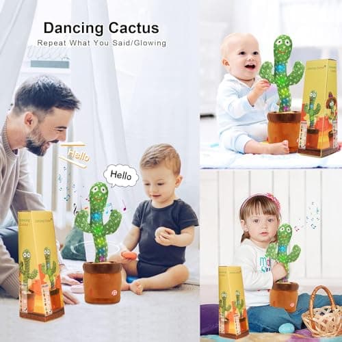 Emoin Dancing Talking Cactus Toy for Baby Boys Girls Gifts,Dancing Cactus Singing Mimicking Recording Repeating What You Say Baby Toys - Thumbnail 2
