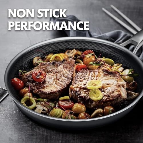 LigtSpce Non Stick Frying Pans, 12 inch Hybrid Frying Pans Nonstick,non stick Stainless Steel Skillets, Dishwasher/Oven Safe Cookware, Induction Compatible, PFOA Free Cookware - Thumbnail 2