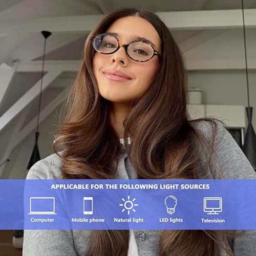 YDAOWKN Oval Blue Light Blocking Glasses for Women Men,Glasses Frame Bluelight for Gaming/Computer/Screen - Thumbnail 2