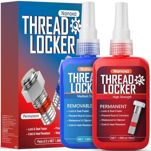 Nanoxa Thread Lock Blue and Red, 50mlx2 Thread Locker Medium and High Strength, Threadlocker Removable & Permanent for Nuts, Bolts, Fasteners and Metals to Prevent Loosening and Leakage - Image 1