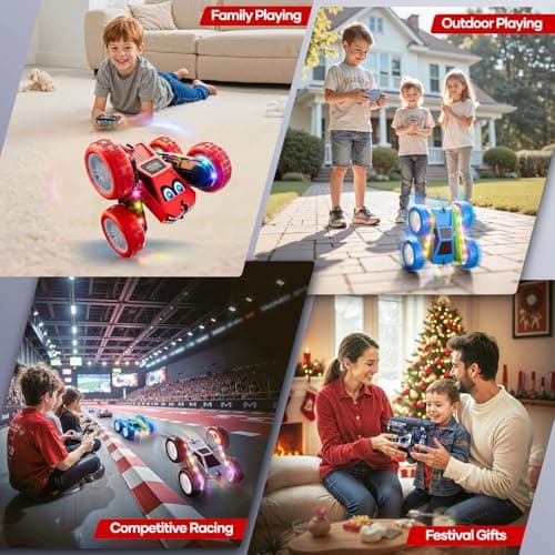 WayEee Remote Control Car, 360° Flips RC Stunt Car with LED Lights Strips, Type-C Charge Modular Battery, 2.4 GHZ Double Sided High Speed RC Cars for Boys Age 8-12 Girls 3+ Kids Toys Birthday Gifts - Thumbnail 6