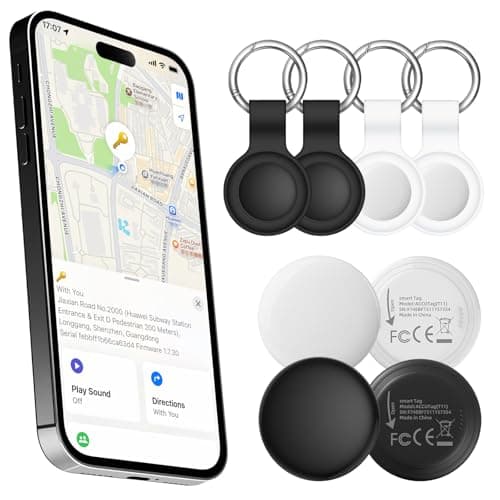 Air Tracker Tags-4 Pack[Apple MFi Certified] (iOS Only), Bluetooth Tracker for Apple Find My, Key Finder and Item Locator Smart Tag for Vehicles, Wallet, Keys, Luggage, Suitcases - Image 1